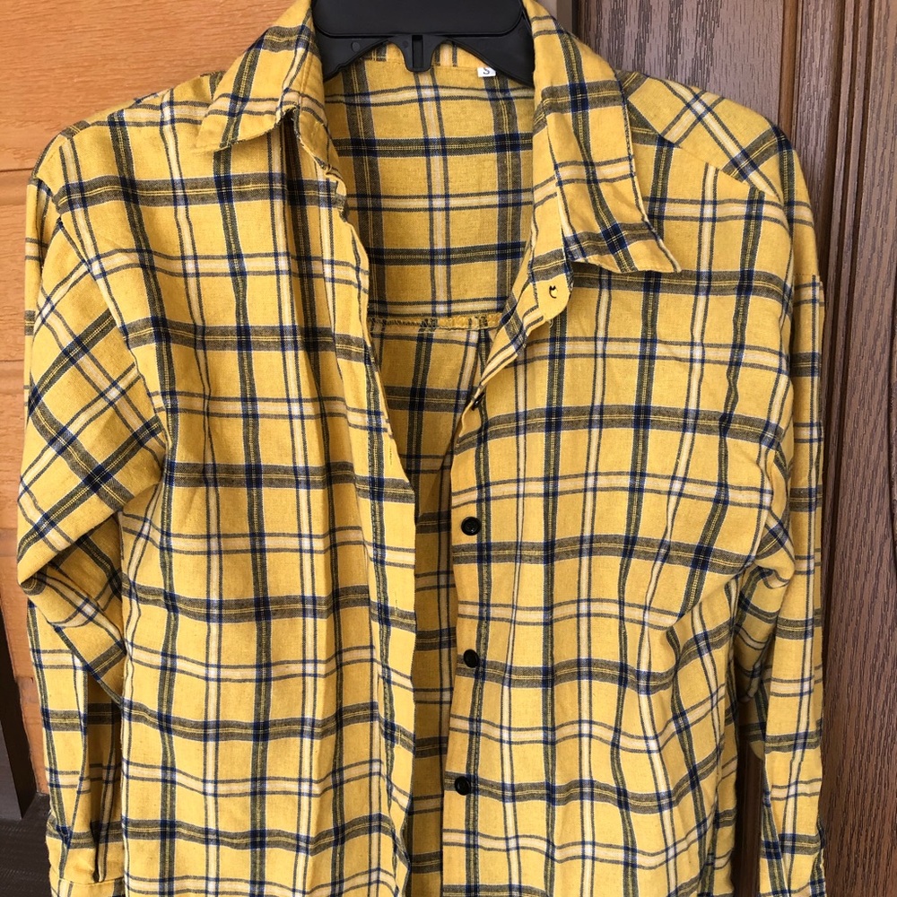 Yellow w/ blue plaid flannel